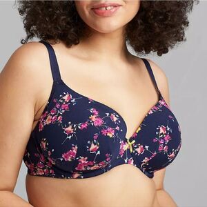 NWOT Cacique Light Lightly Lined T-Shirt Bra Luminous Floral 44D